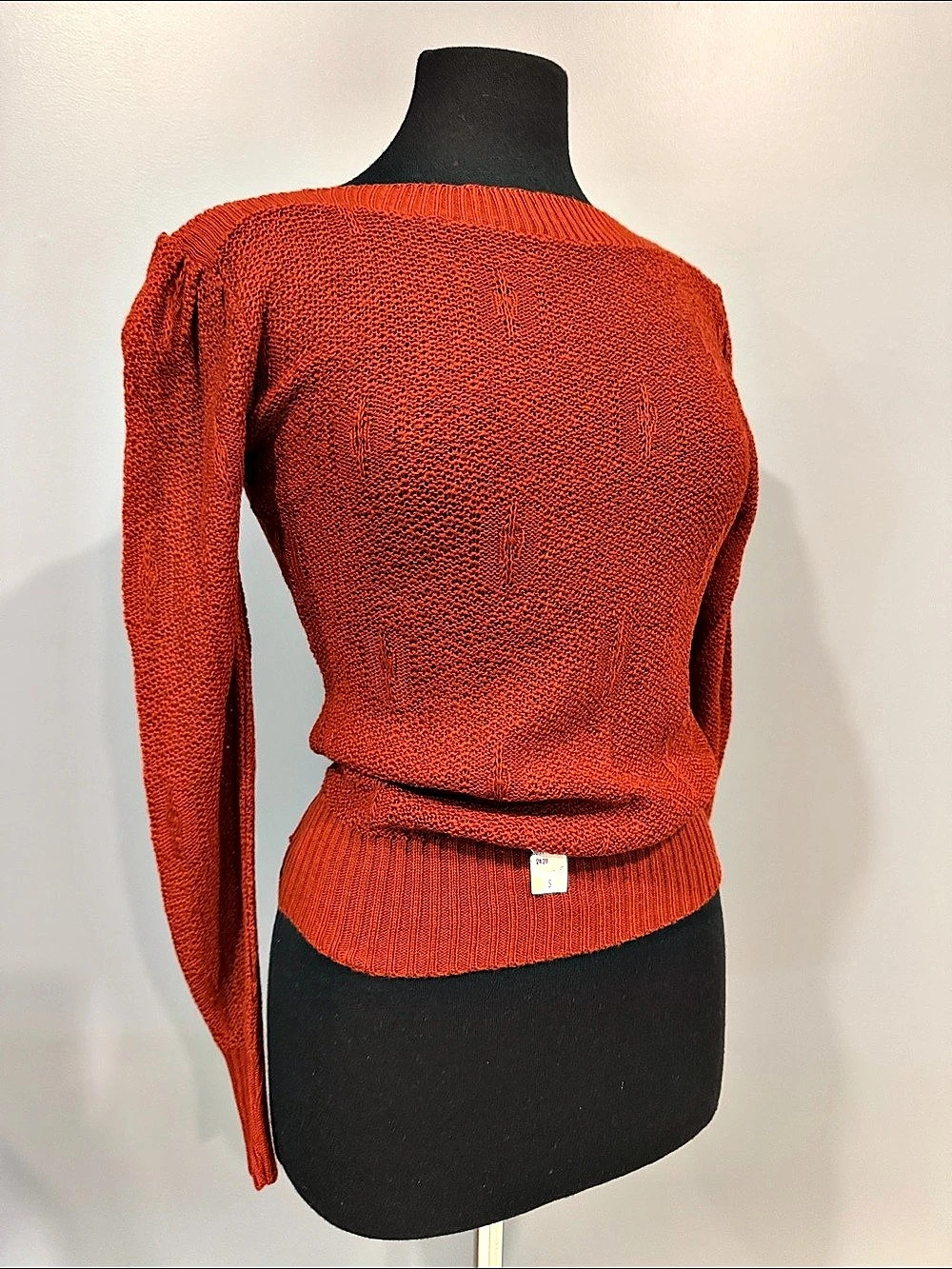 Rob Rich vintage Textured Knit Sweater Orange Size Small
